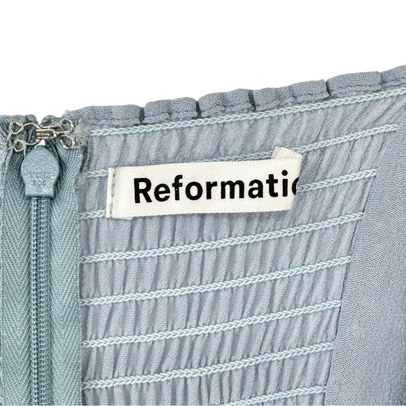 Reformation Emersyn Pastel Baby Blue Fitted Bodice Adjustable Strap Maxi Dress - Picture 7 of 9